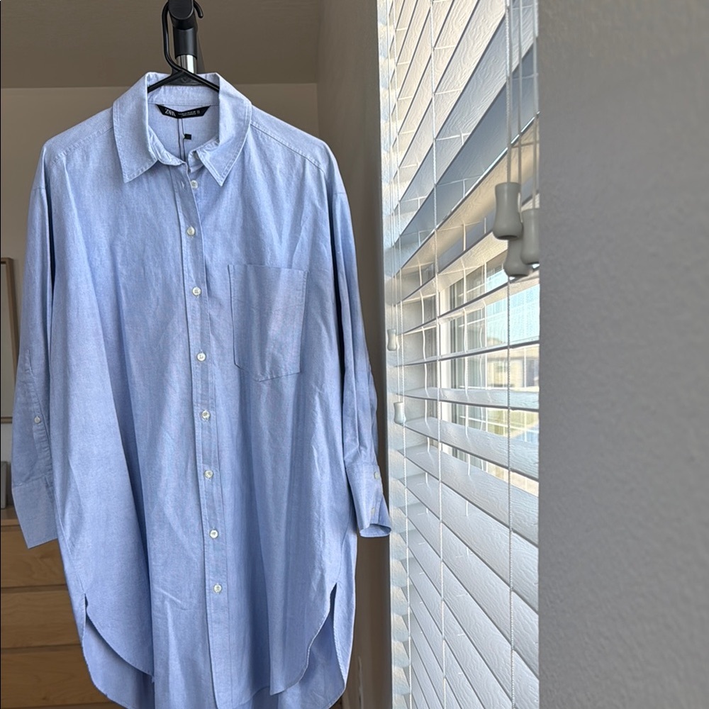 Zara Oversized Blue Shirt Dress